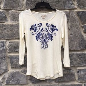 Lucky Brand Embroidered Long Sleeve Tee